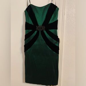 Elegant never worn midi green satin dress